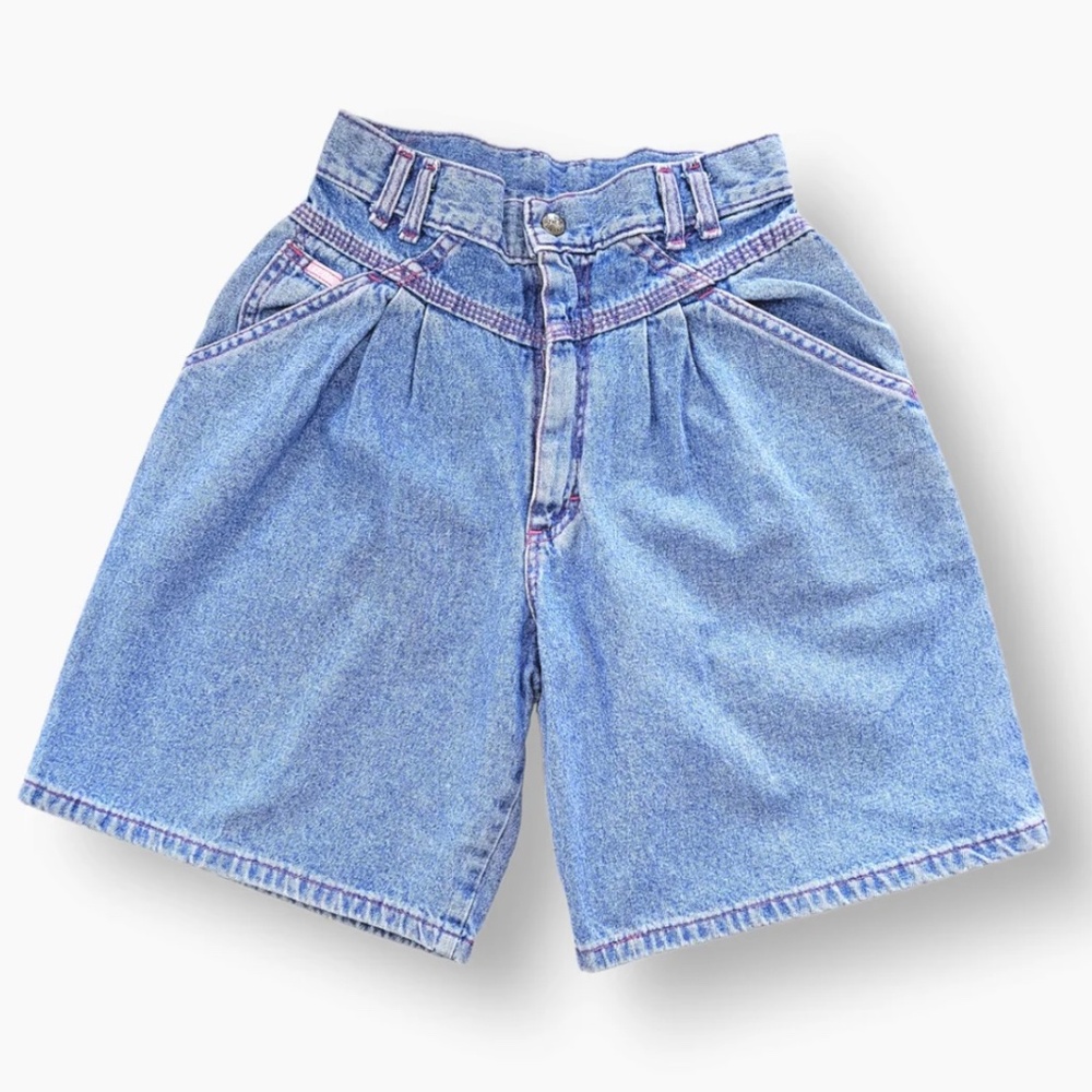 Vintage Girls 8 Lee Denim Shorts Pink Stitching